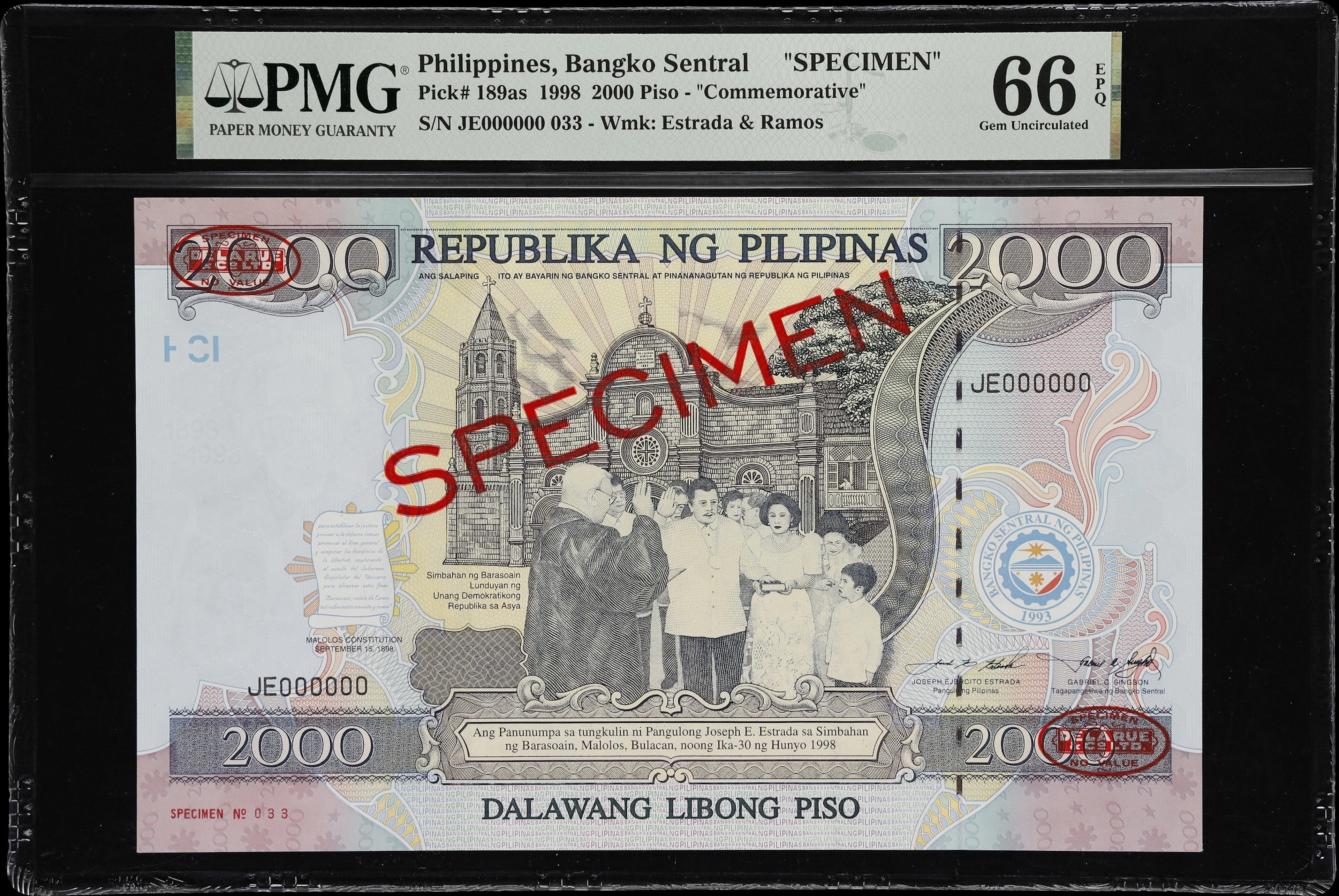 PHILIPPINES. Bangko Sentral ng Pilipinas. 2000 Piso, 1998. P-189as.