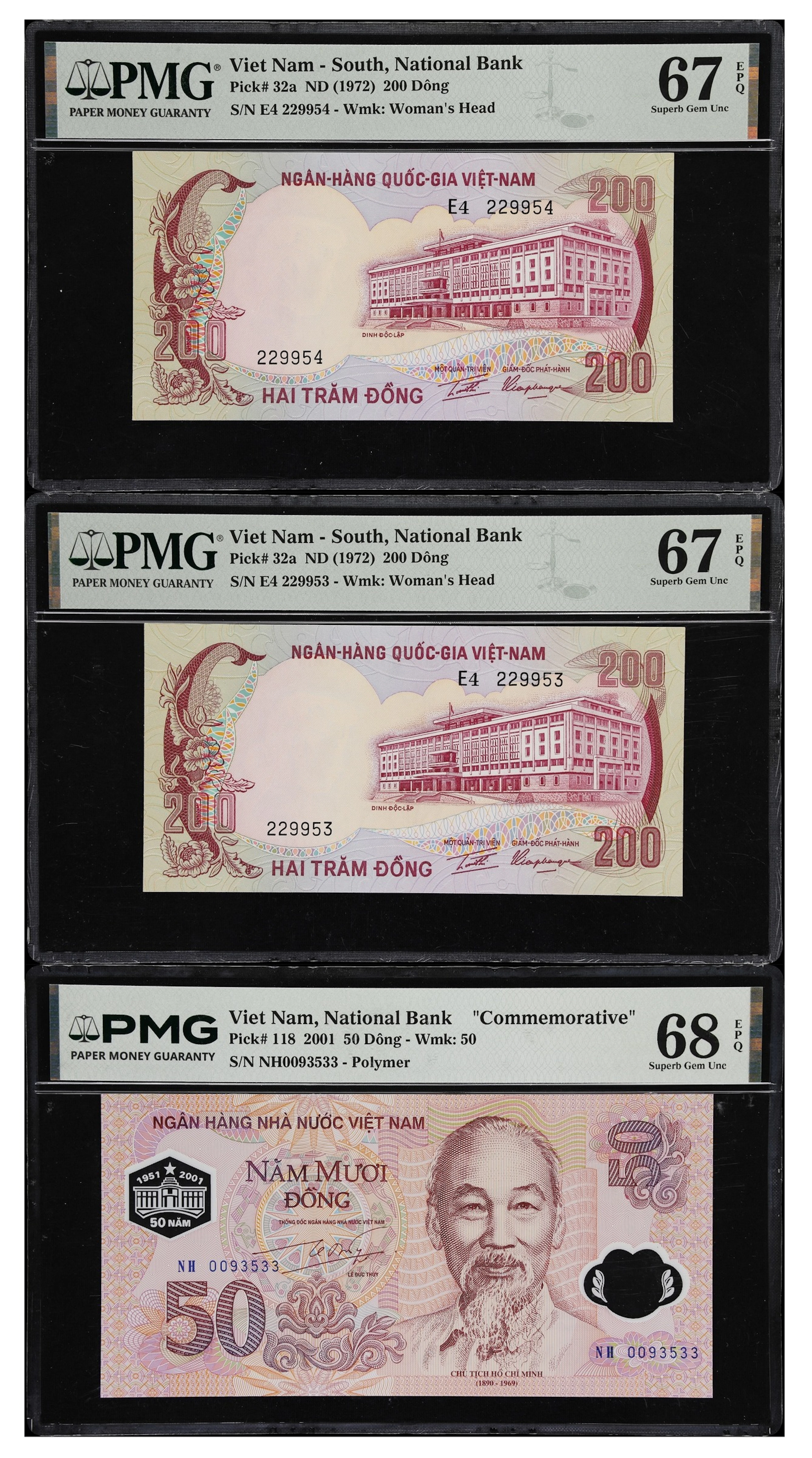 VIETNAM & VIETNAM SOUTH. Lot of (3). Viet-Nam Dan-Chu Cong-Hoa. 50