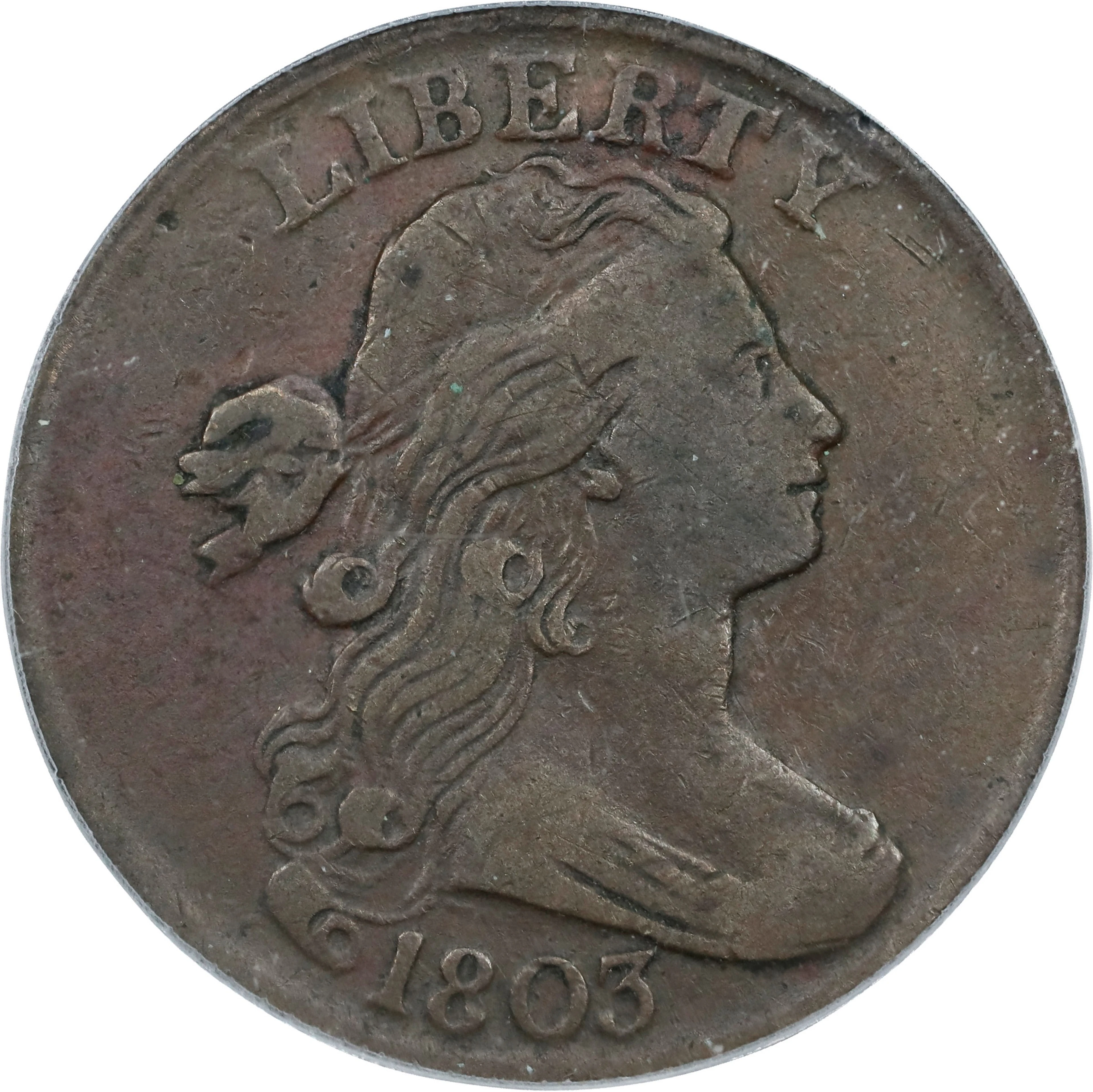 1803 Draped Bust Cent. S-258, B-17. Rarity-1. Small Date, Large Fraction.
