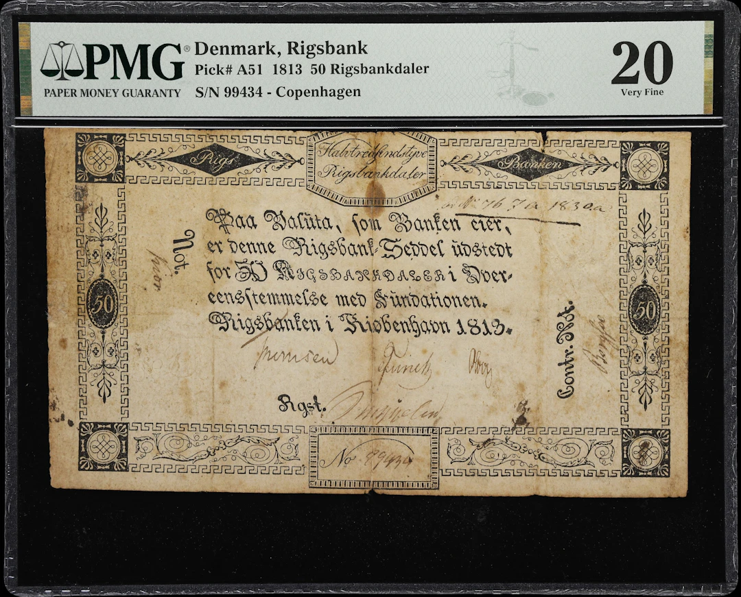 (◊) DENMARK. Rigsbanken i Kiobenhavn. 50 Rigsbankdaler, 1813. P-A51.