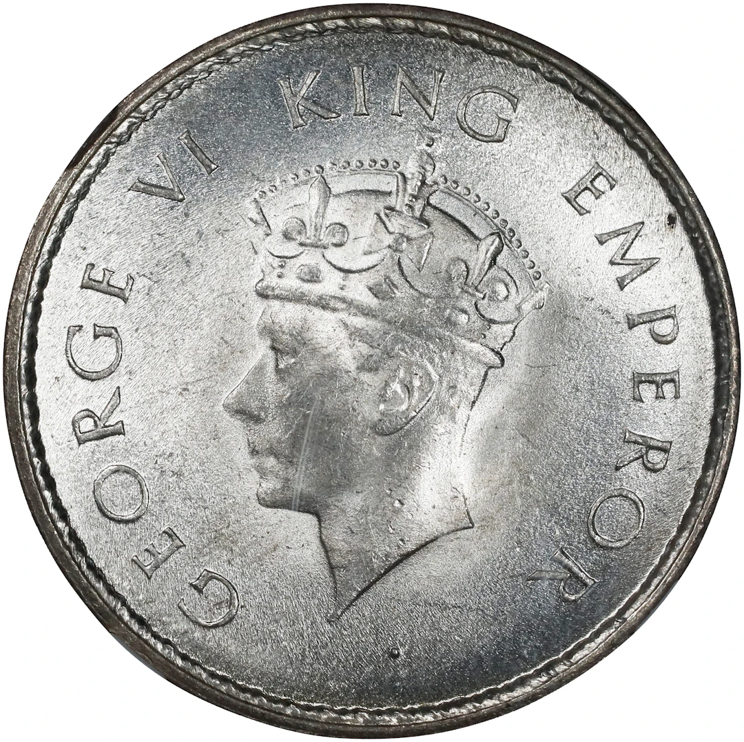 INDIA. 1/2 Rupee, 1939-(C). Calcutta Mint. George VI. NGC MS-64.