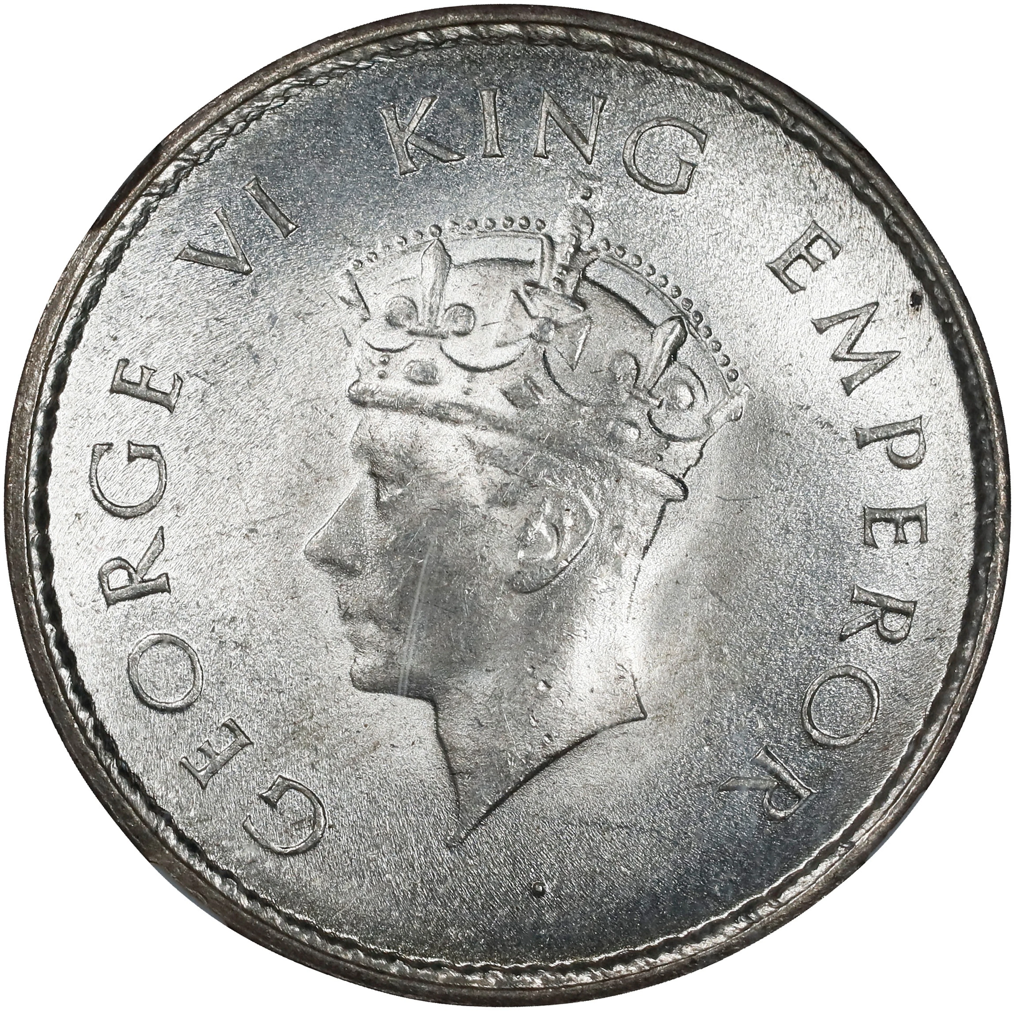 INDIA. 1/2 Rupee, 1939-(C). Calcutta Mint. George VI. NGC MS-64.