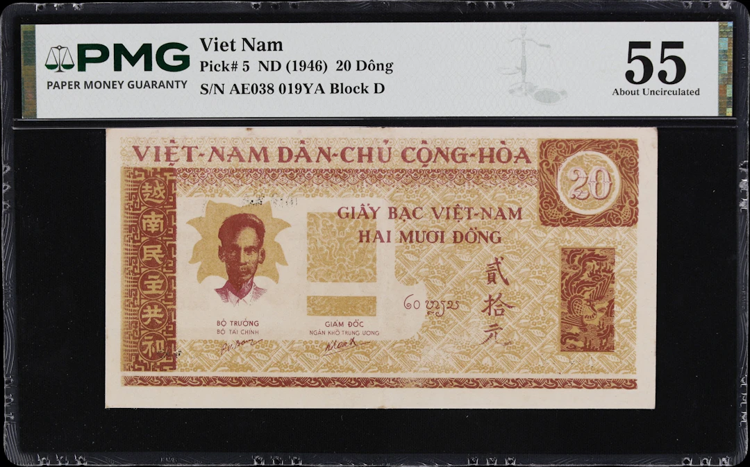 VIETNAM. Viet-Nam Dan-Chu Cong-Hoa. 20 Dong, ND (1946). P-5. PMG About