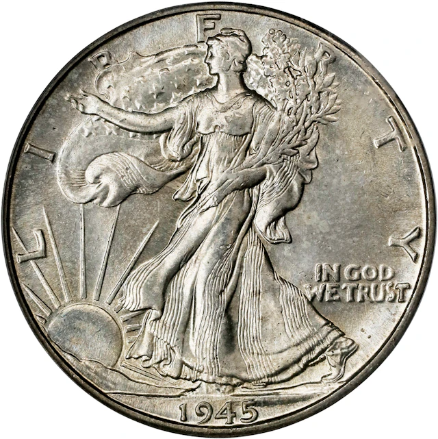 1945-D Walking Liberty Half Dollar. MS-65 (PCGS). OGH Generation 2.0 Doily.