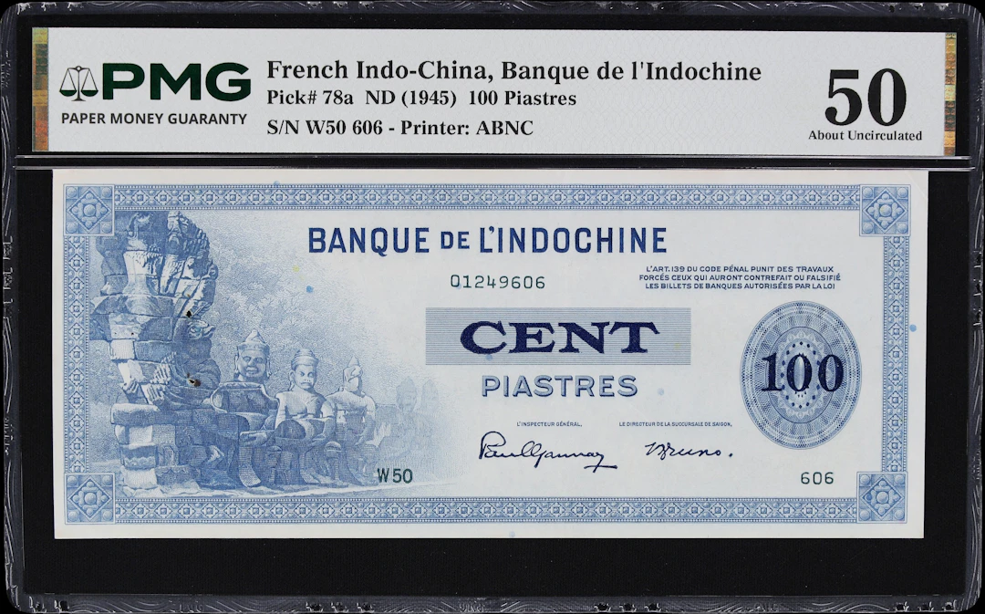 FRENCH INDO-CHINA. Banque de l'Indochine. 100 Piastres, ND (1945).