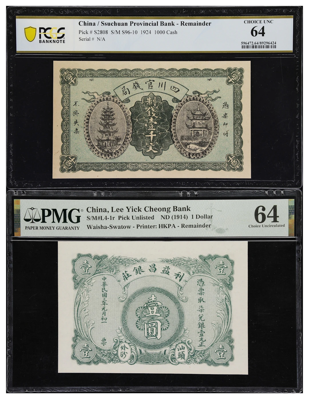 (t) CHINA--MISCELLANEOUS. Lot of (2). Ssuchuan Provincial Bank & Lee