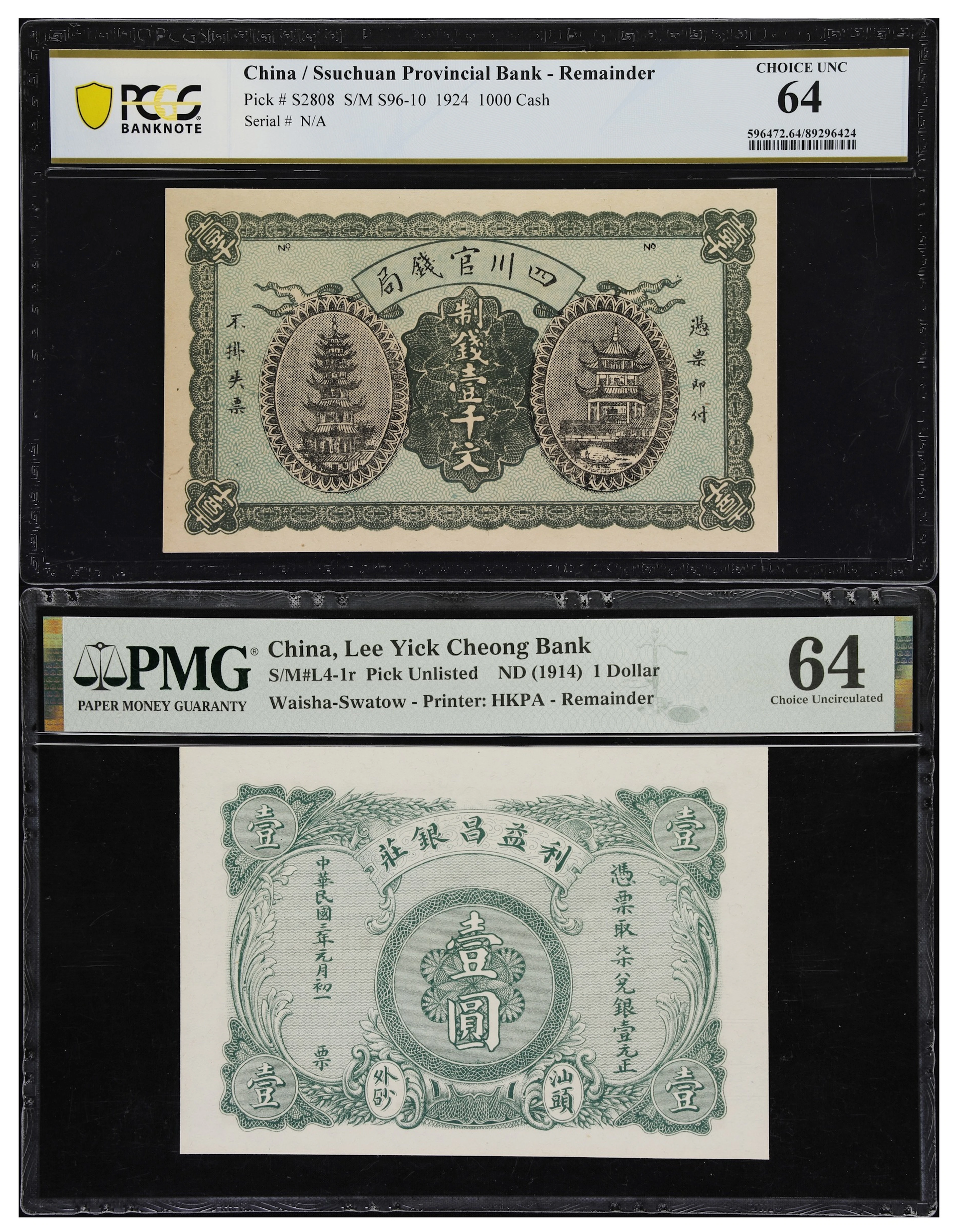 (t) CHINA--MISCELLANEOUS. Lot of (2). Ssuchuan Provincial Bank & Lee