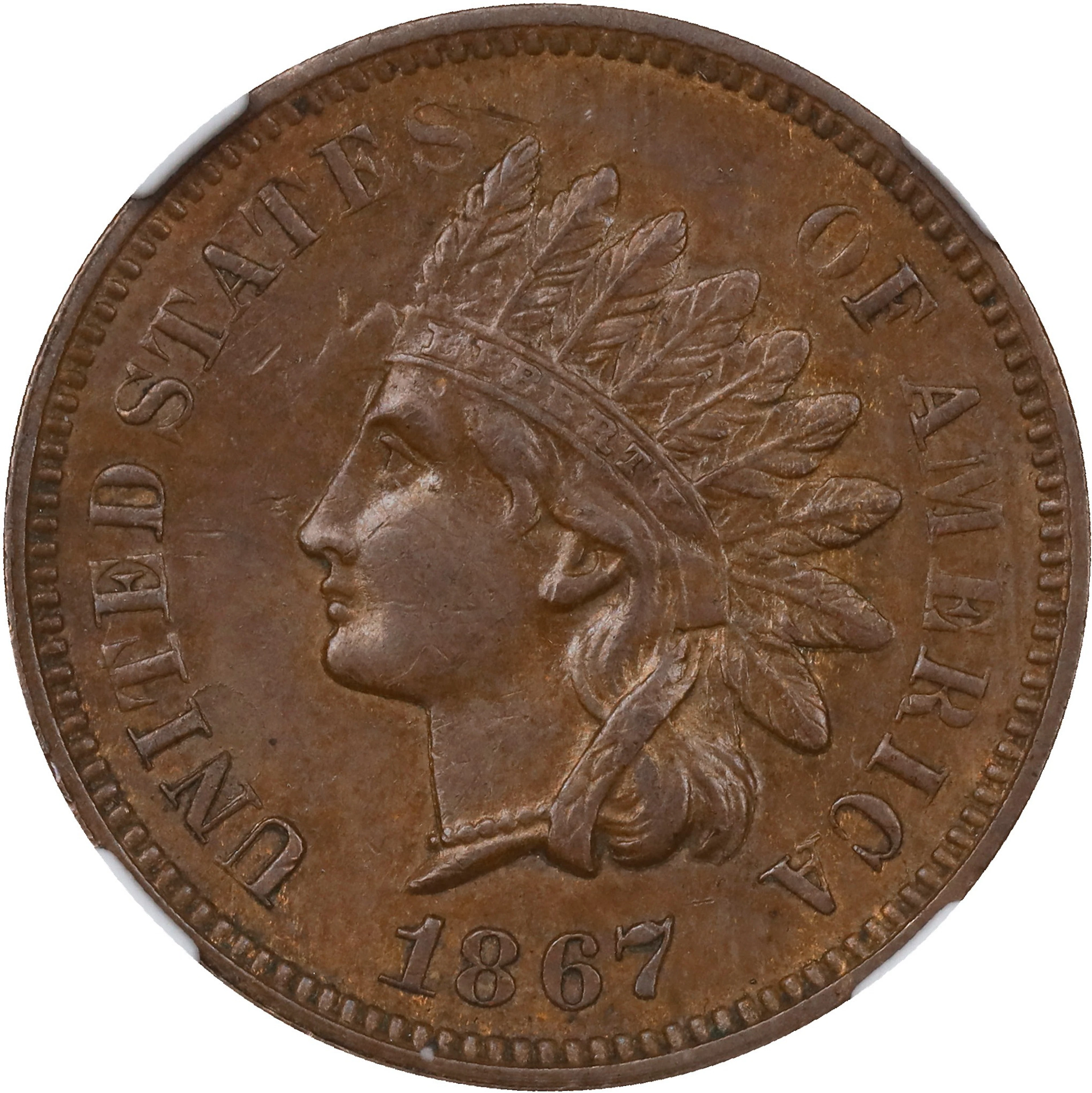 1867 Indian Cent. AU-58 BN (NGC).