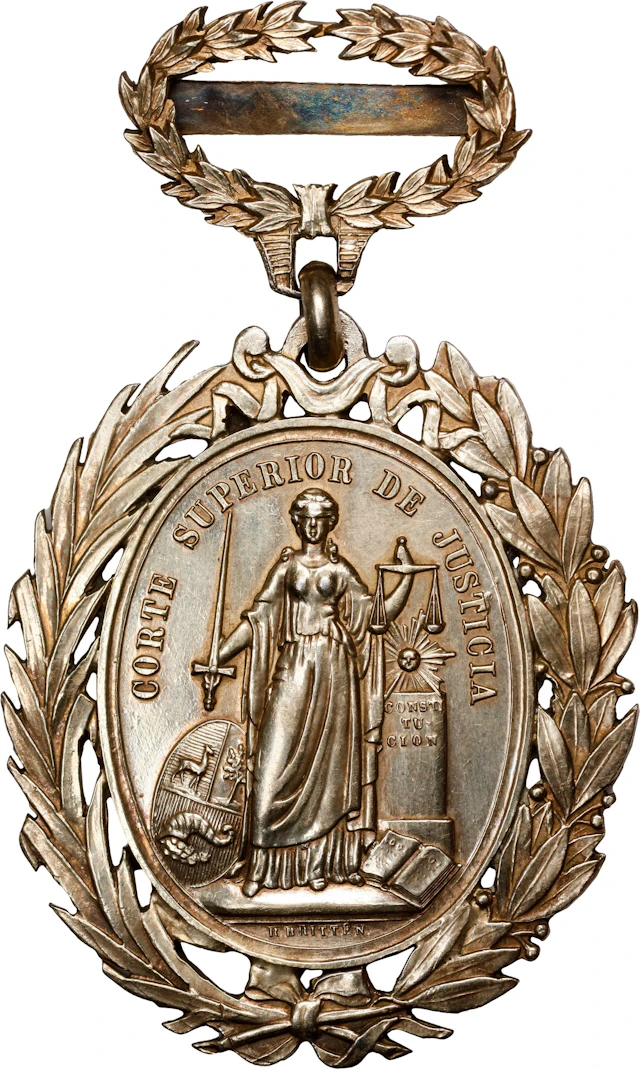 PERU. Silver Superior Court of Justice Medal, ND (ca. 1879). Lima