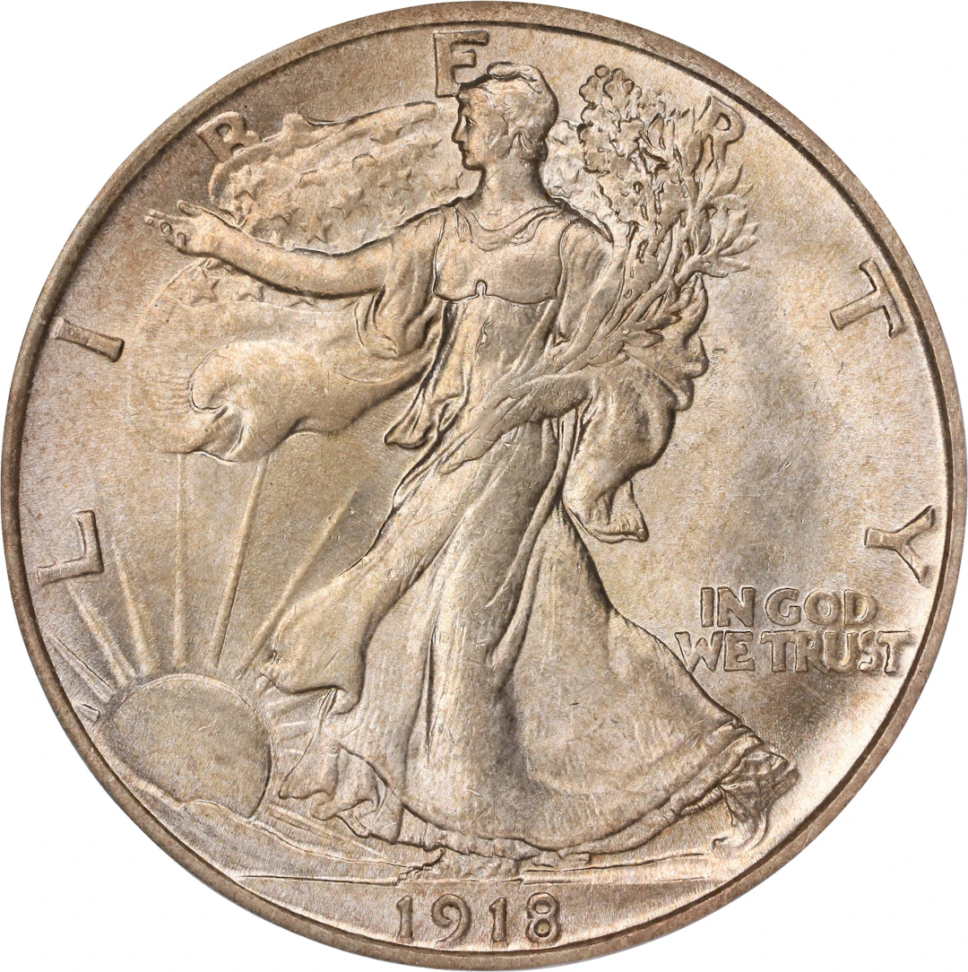 1918 Walking Liberty Half Dollar. MS-64 (PCGS).