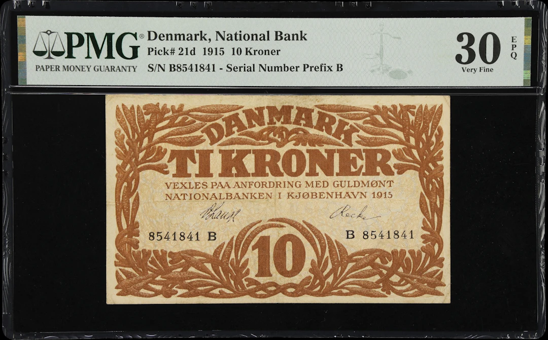 (◊) DENMARK. Nationalbanken i Kjobenhavn. 10 Kroner, 1915. P-21d.