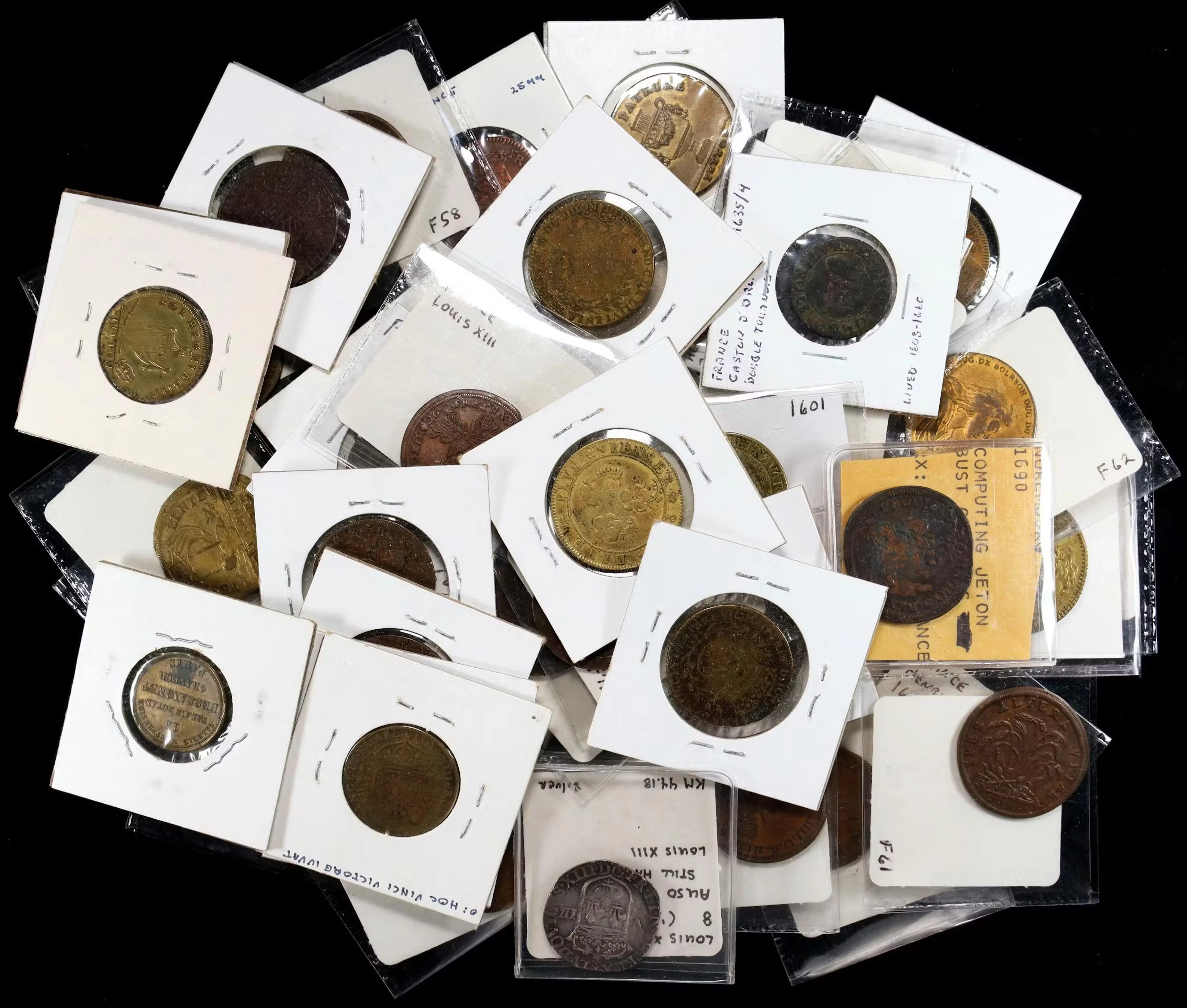 MIXED LOTS. Western Europe. Group of Bronze Jetons (54 Pieces), ND