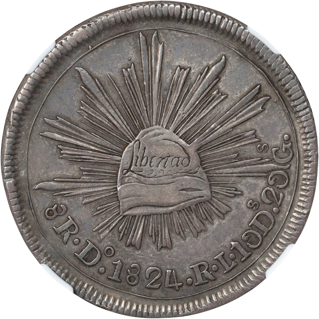 MEXICO. "Hookneck" 8 Reales, 1824-Do RL. Durango Mint. NGC AU-50.