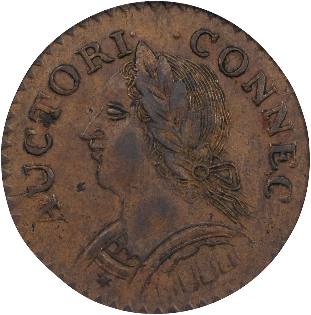 1787 Connecticut Copper. Miller 6.1-M, W-2820. Rarity-1. Mailed Bust