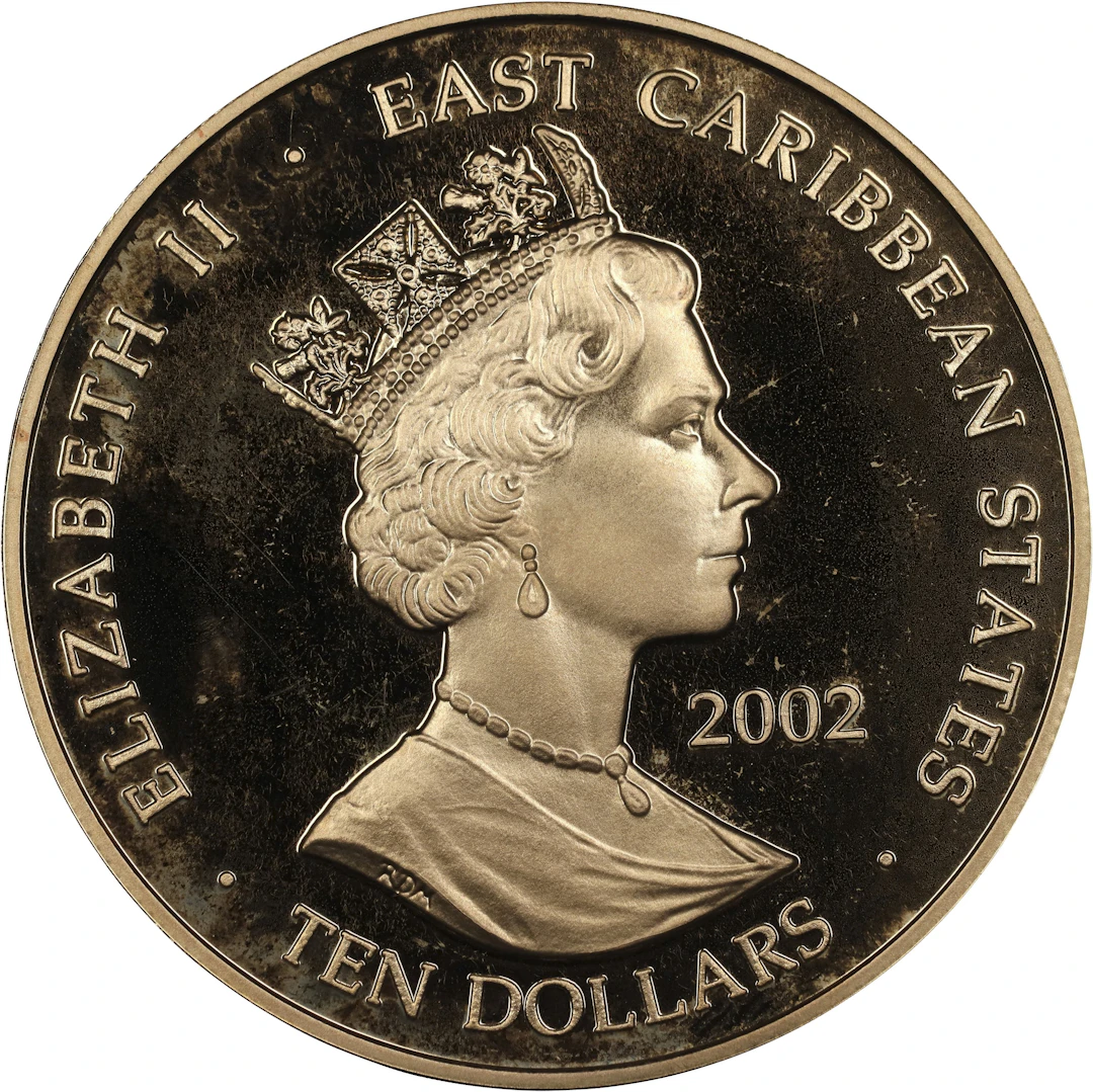 (1.177 oz, 36.609 g AGW). Eastern Caribbean. 2002 The Golden Jubilee
