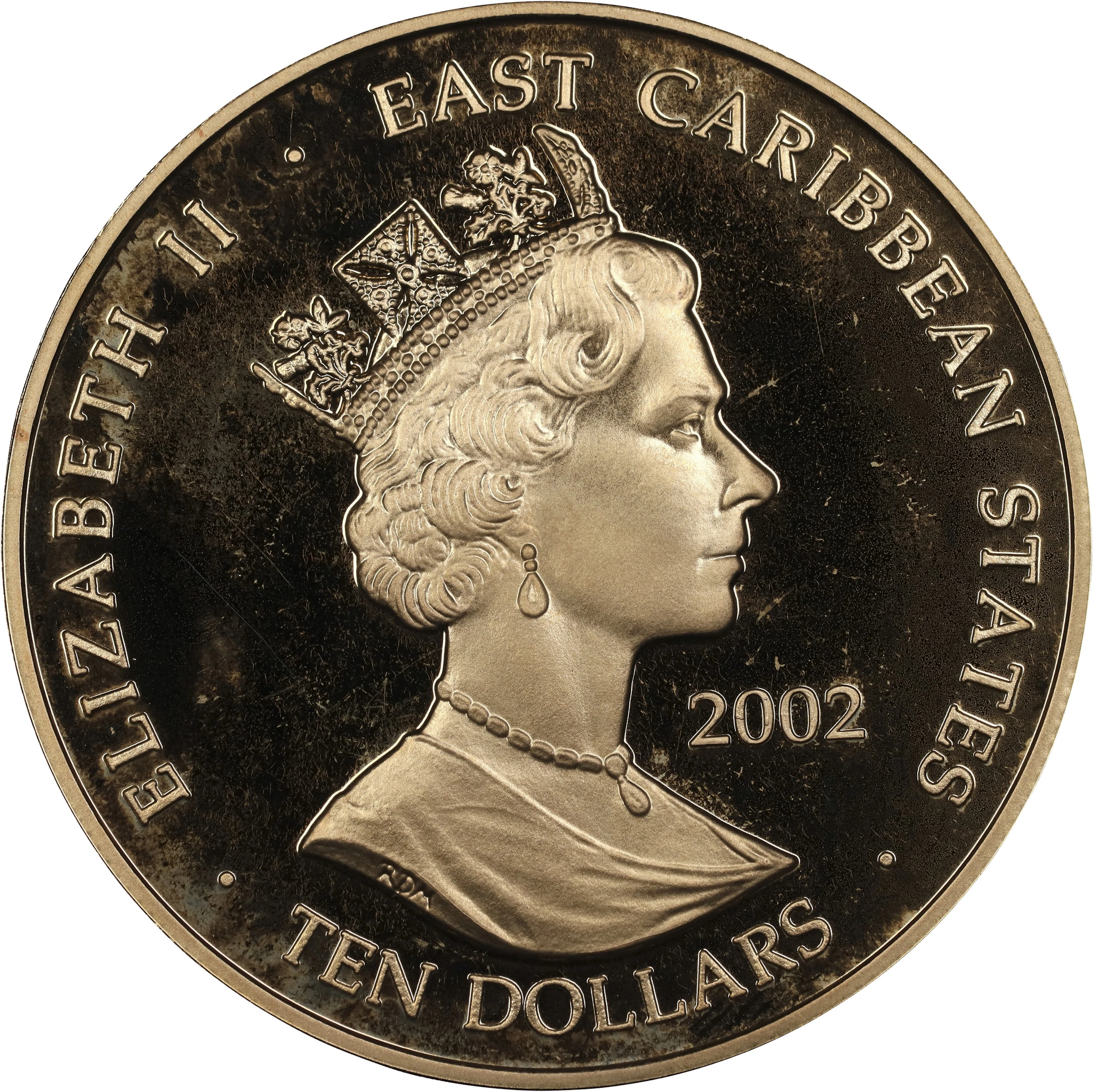 (1.177 oz, 36.609 g AGW). Eastern Caribbean. 2002 The Golden Jubilee