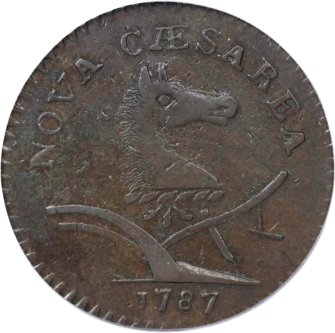 1787 New Jersey Copper. Maris 60-p, W-5340. Rarity-4. Sprig Above