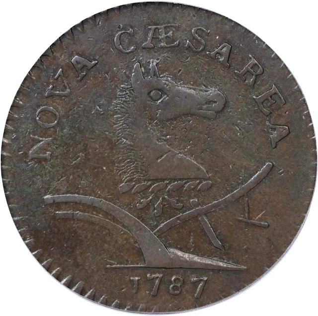 1787 New Jersey Copper. Maris 60-p, W-5340. Rarity-4. Sprig Above