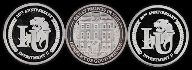 (3 oz, 93.312 g ASW). Lot of (3) The Oxford Club 1 oz Silver Rounds.