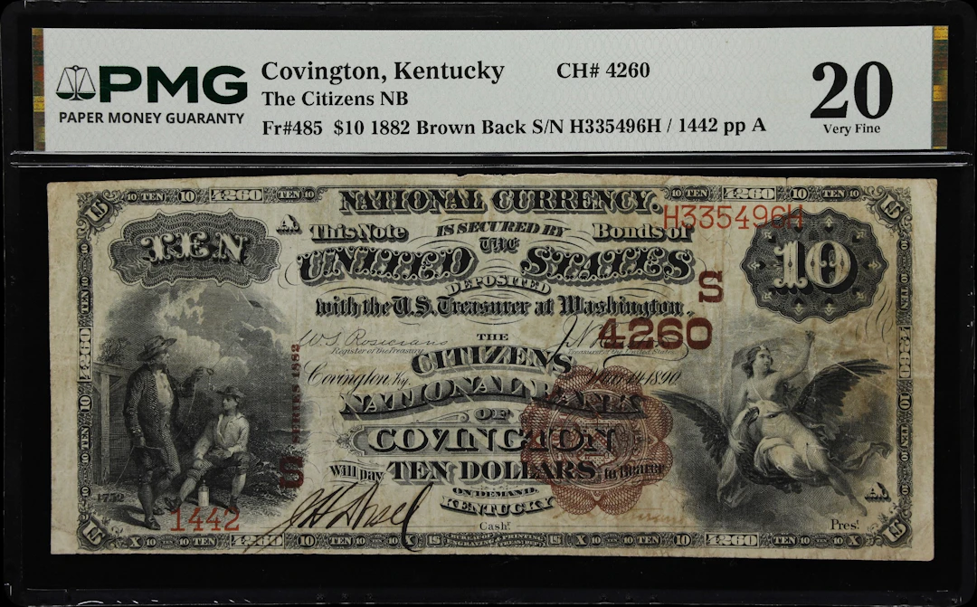 Covington, Kentucky. $10 1882 Brown Back. Fr. 485. Citizens NB. Charter