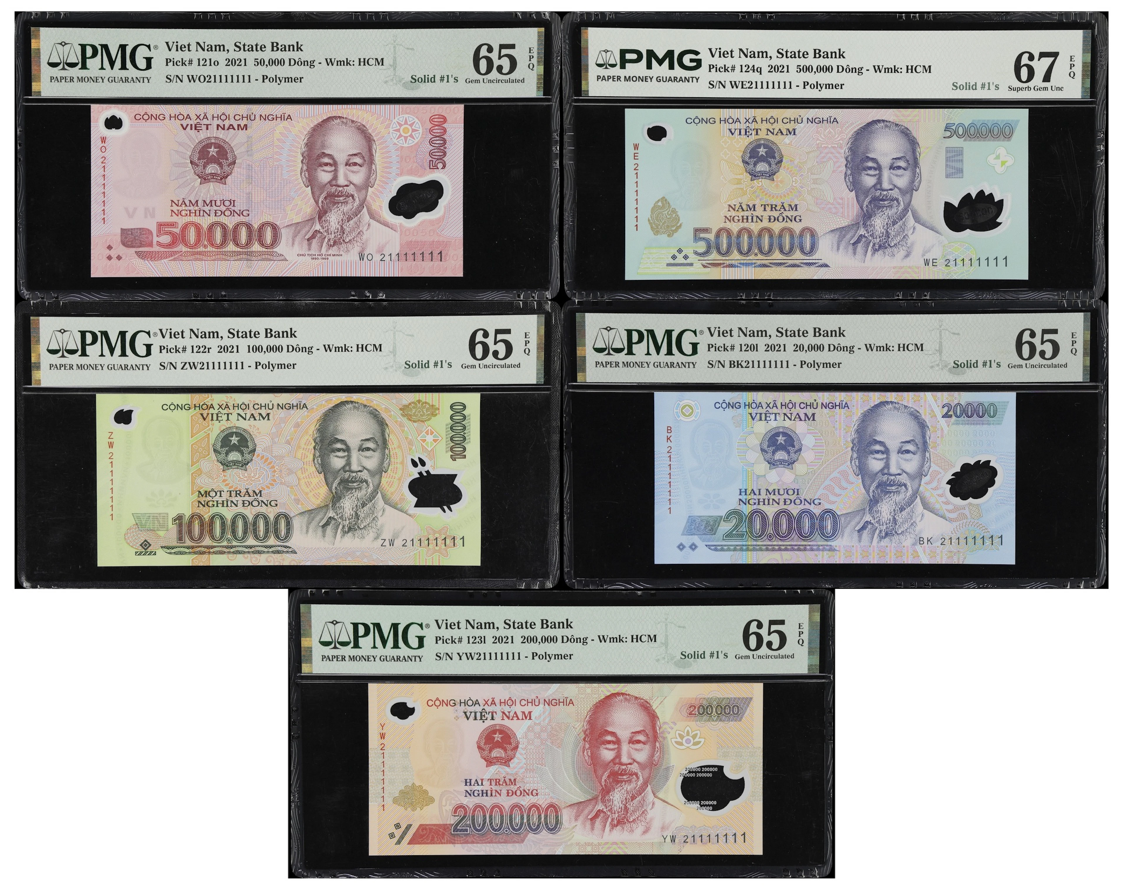VIETNAM. Lot of (5). State Bank of Vietnam. 20,000, 50,000, 100,000