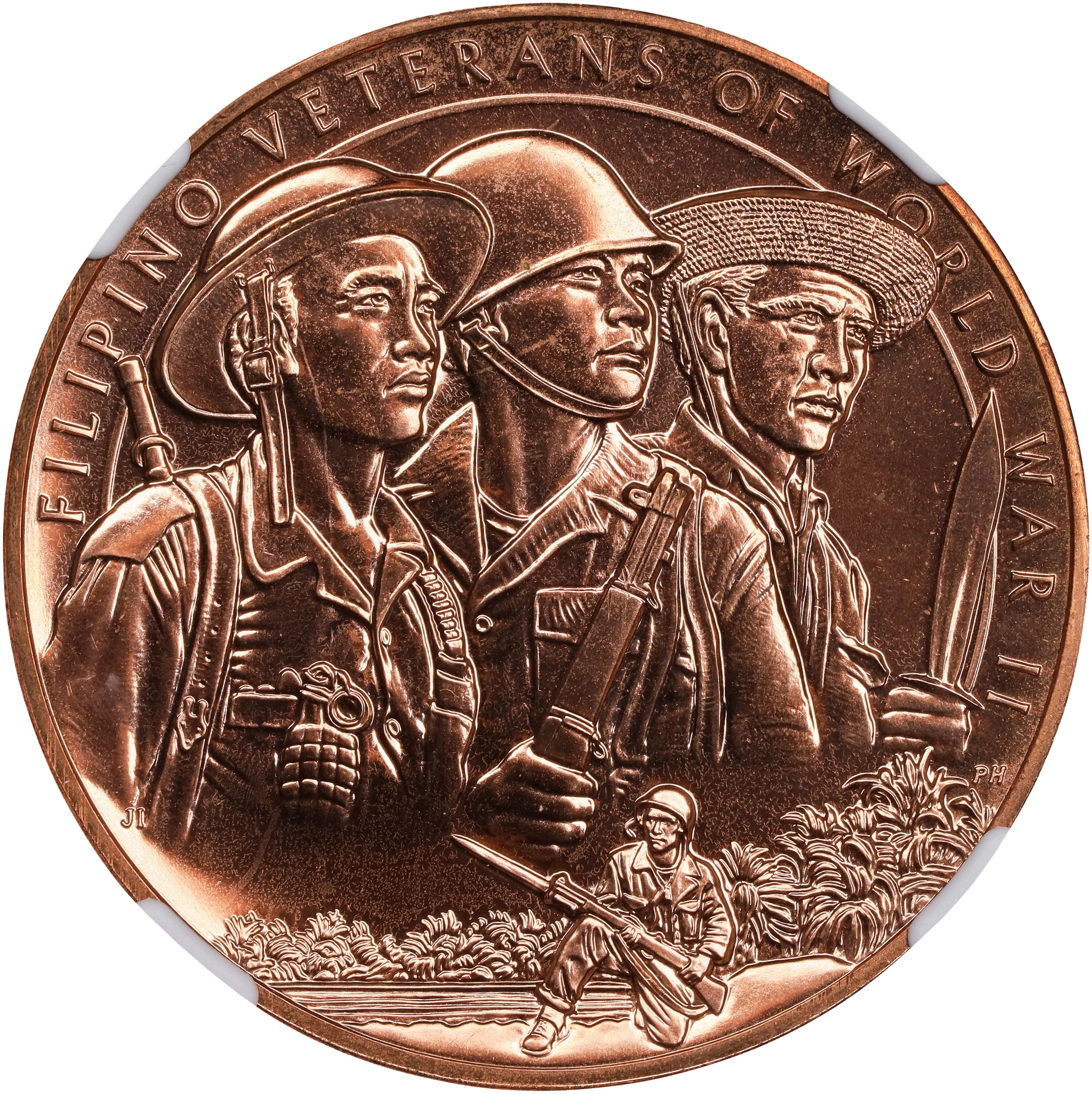 PHILIPPINES. World War II Veterans Bronze Medal, 2016. NGC MS-68 Red.