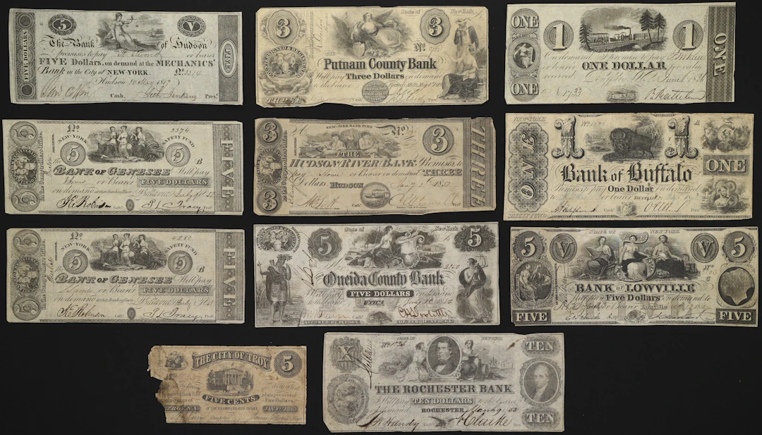 Lot of (11) New York. Mixed Issuers. 1810s - 50s Mixed Denominations.