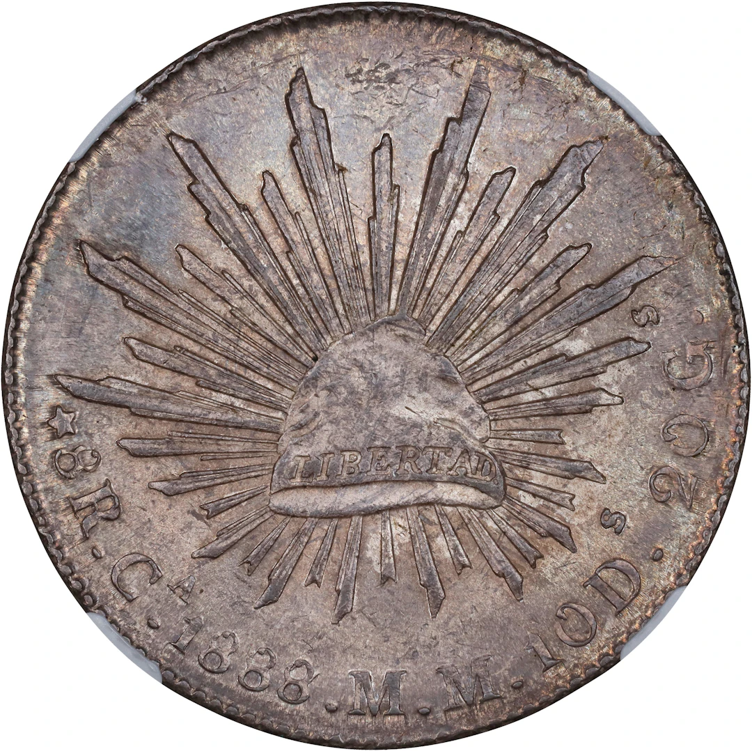 MEXICO. 8 Reales, 1888/7-Ca MM. Chihuahua Mint. NGC MS-64.