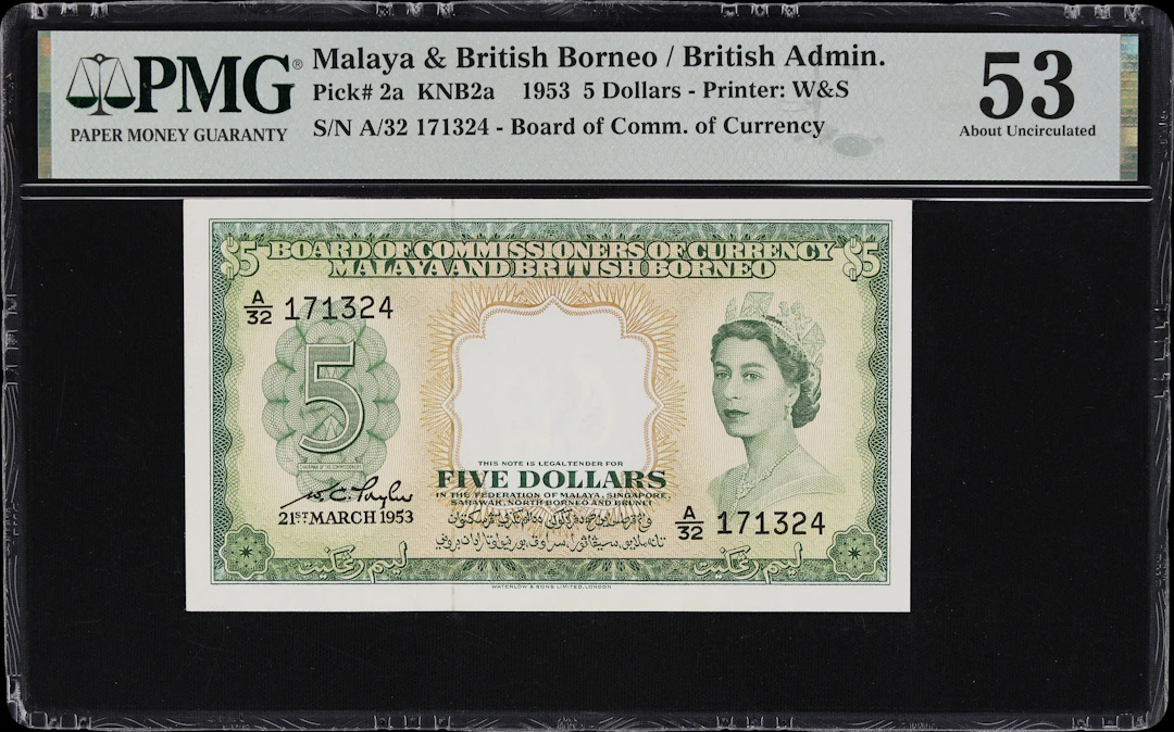 MALAYA AND BRITISH BORNEO. Board of Commissioners of Currency. 5 Dollars
