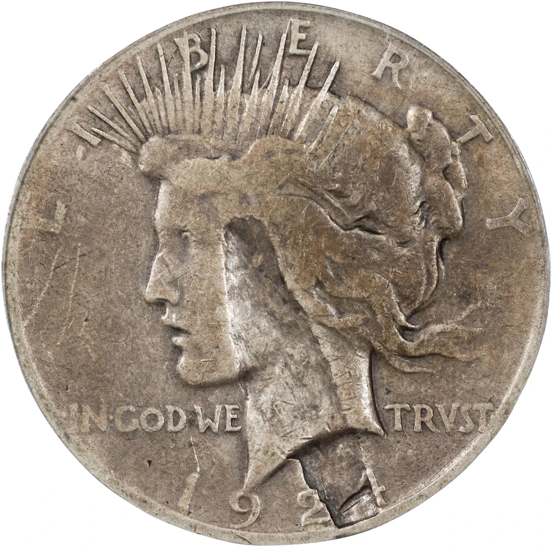 1924-S Peace Silver Dollar. Major Planchet Delamination. VG-10 (PCGS).