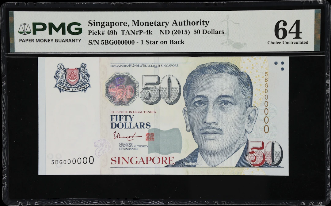 SINGAPORE. Monetary Authority of Singapore. 50 Dollars, ND (2015).