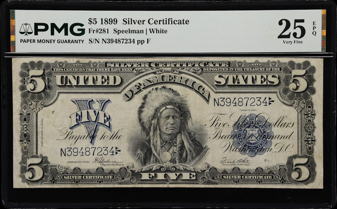 Fr. 281. 1899 $5 Silver Certificate. PMG Very Fine 25 EPQ.