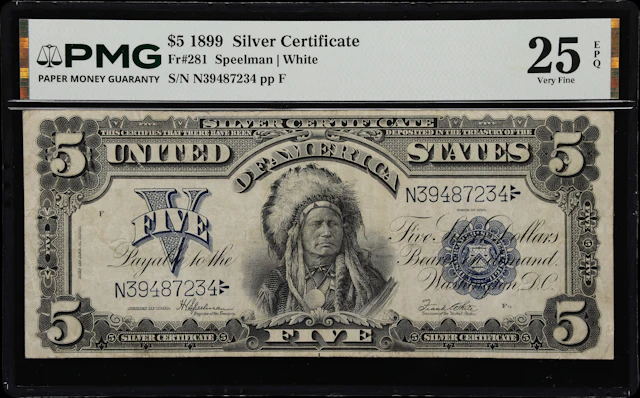 Fr. 281. 1899 $5 Silver Certificate. PMG Very Fine 25 EPQ.