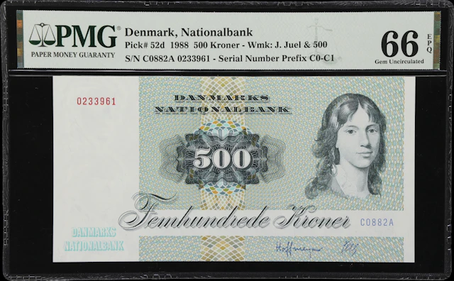 (◊) DENMARK. Danmarks Nationalbank. 500 Kroner, 1988. P-52d. PMG Gem