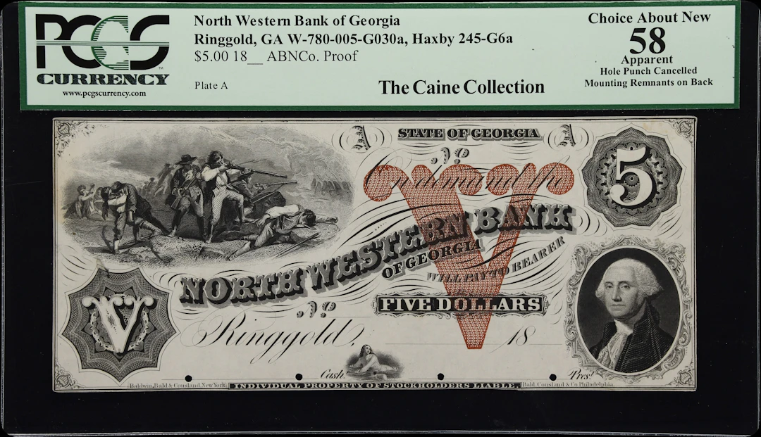 Ringgold, Georgia. North Western Bank of Georgia. 18xx $5. PCGS Currency
