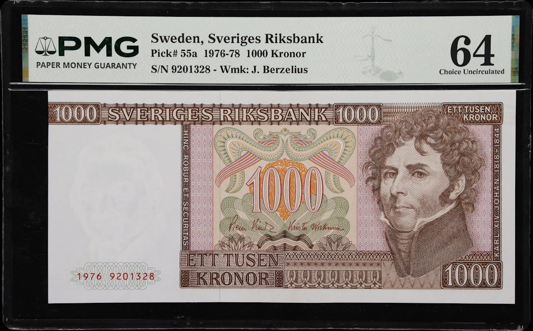 SWEDEN. Sveriges Riksbank. 1000 Kronor, 1976. P-55a. PMG Choice Uncirculated