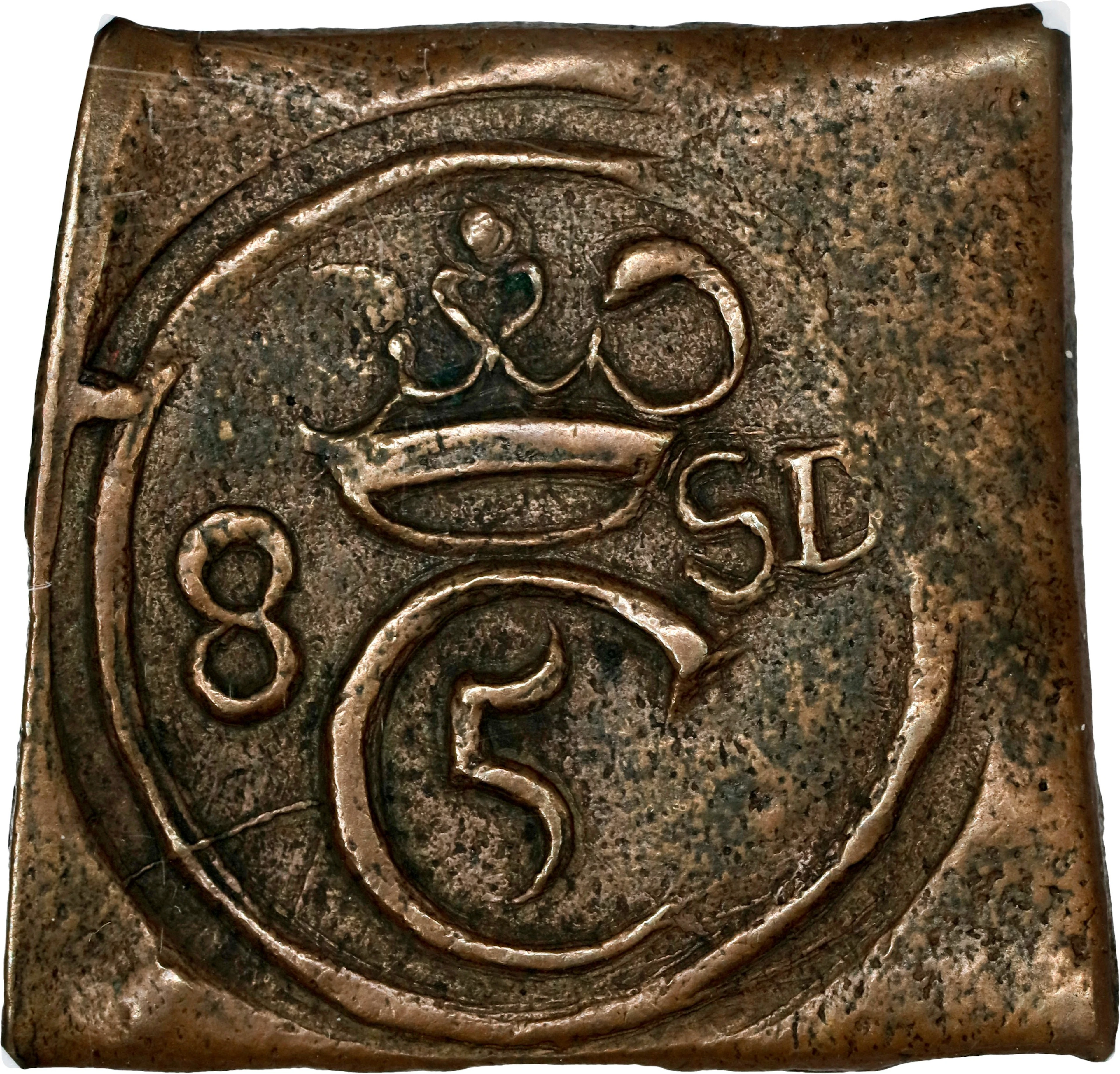 (◊) DENMARK. Uniface 8 Skilling Klippe, ND (1677-78). Christianstad.