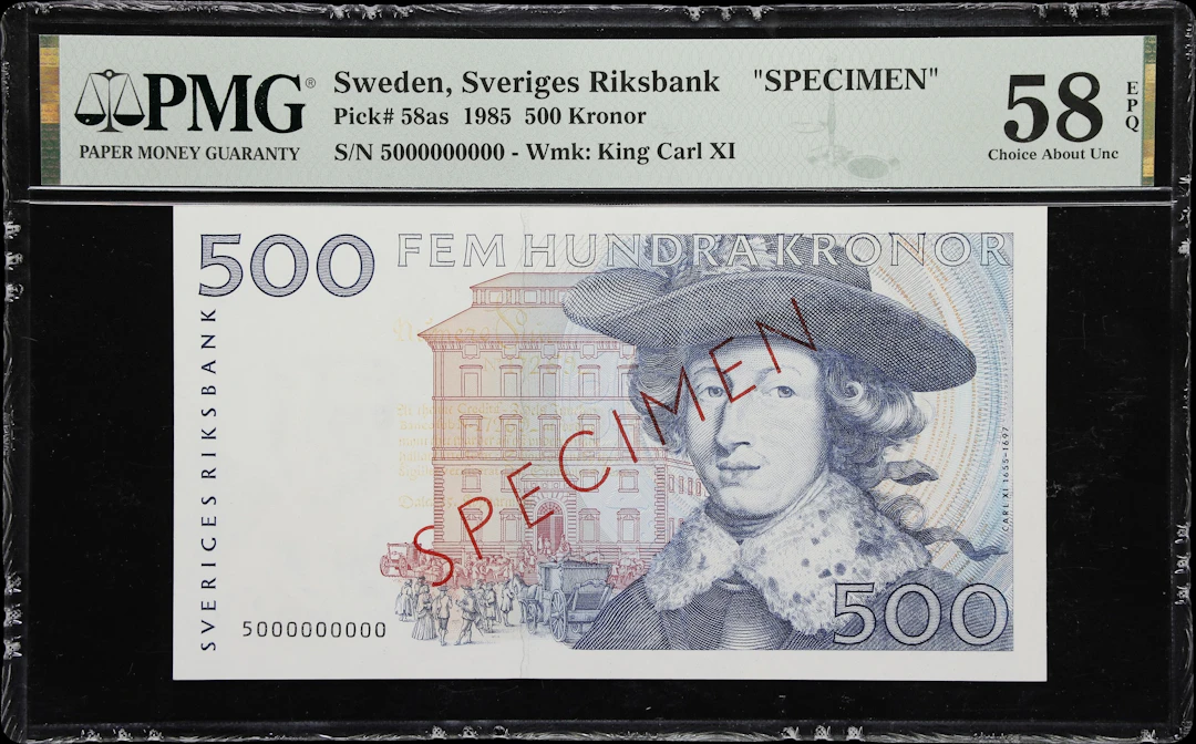 (◊) SWEDEN. Sveriges Riksbank. 500 Kroner, 1985. P-58as. Specimen.