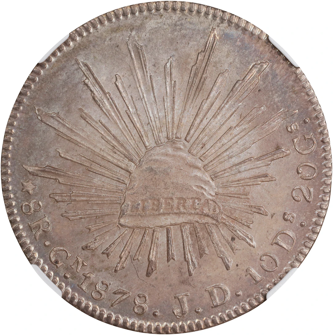 MEXICO. 8 Reales, 1878-Cn JD. Culiacan Mint. NGC MS-64.