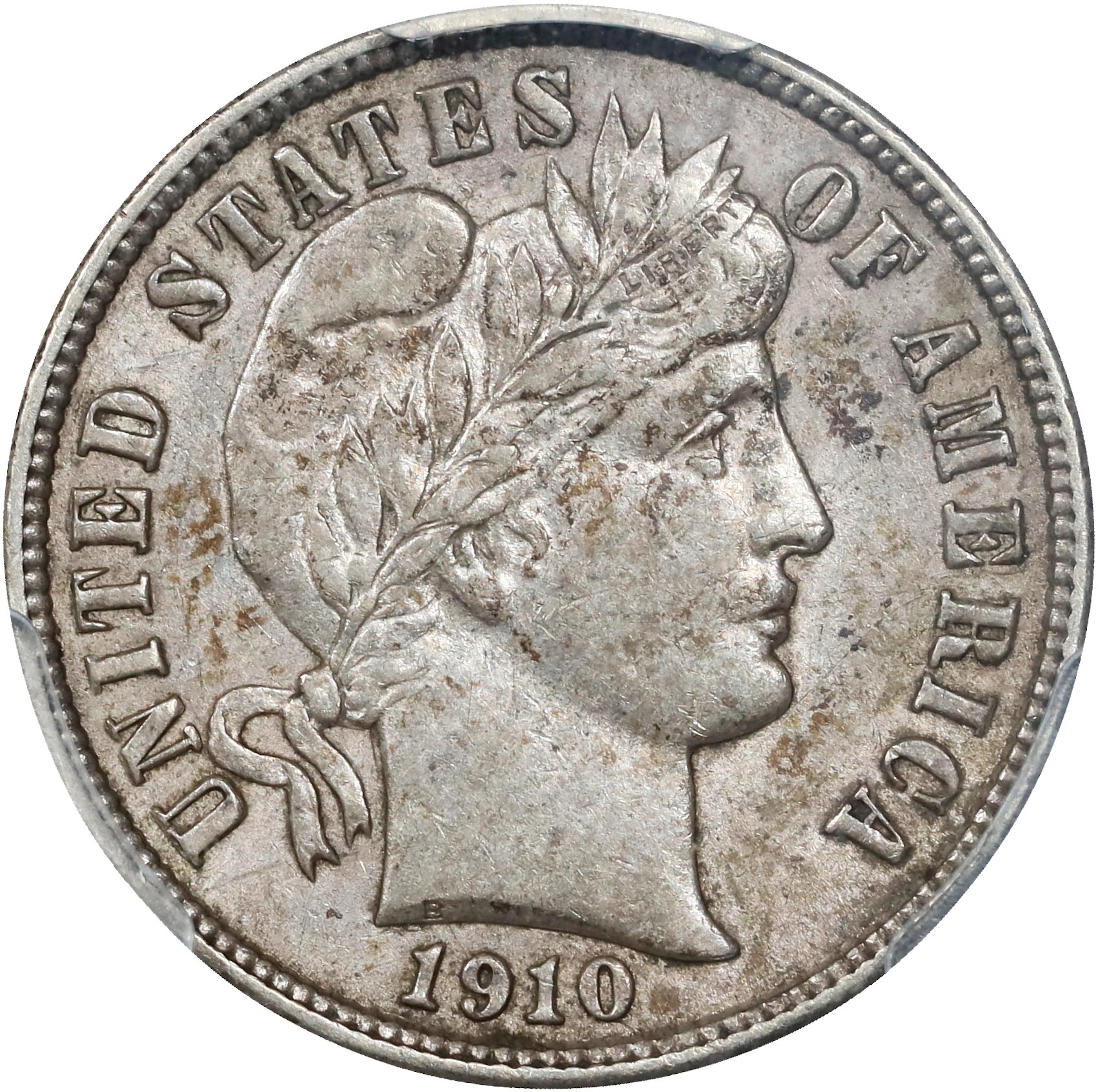 1910-S Barber Dime. AU-53 (PCGS).