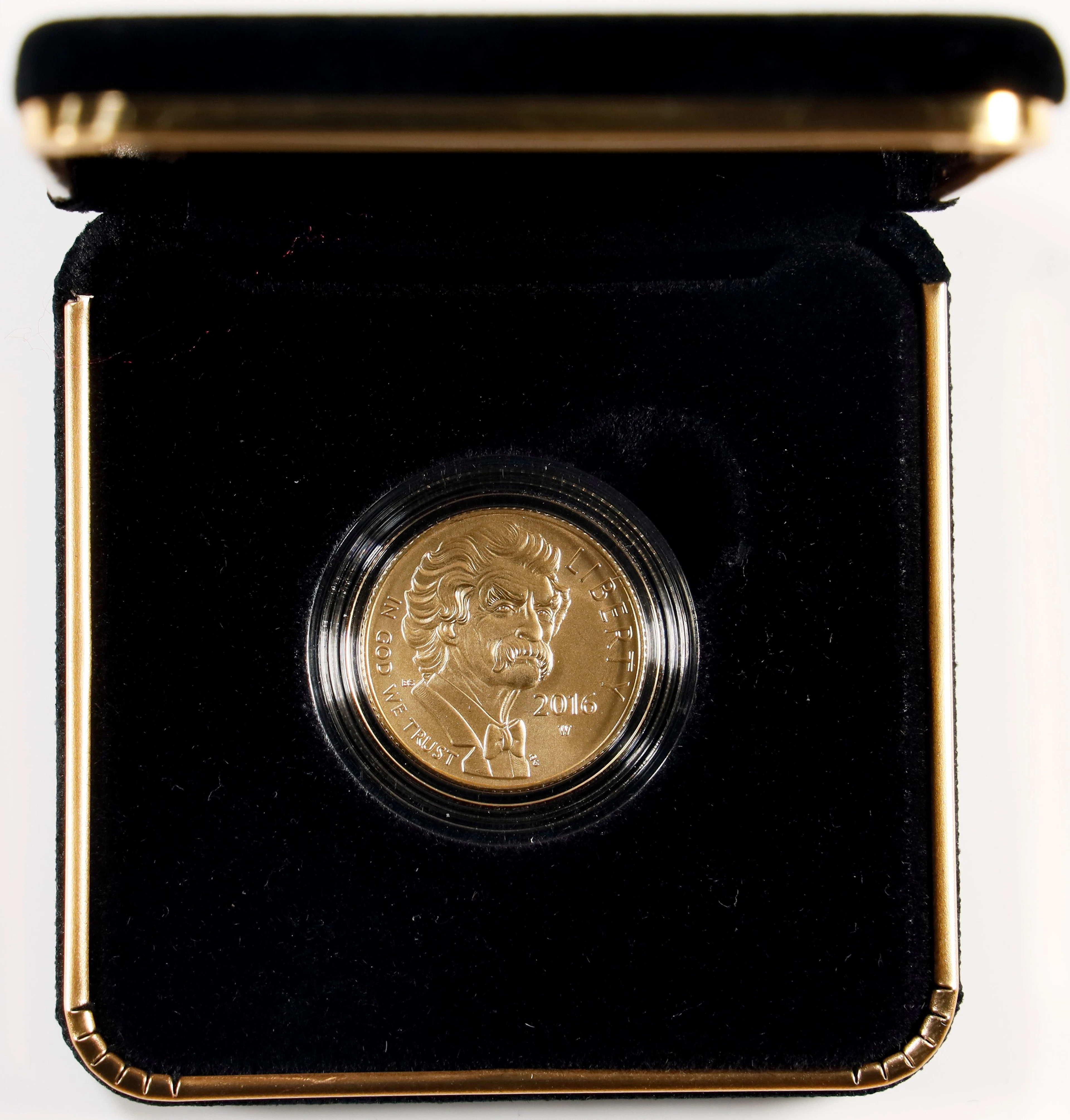 (0.242 oz, 7.527 g AGW). 2016-W Mark Twain U.S. Commemorative Gold $5. Proof.