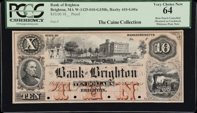 Brighton, Massachusetts. Bank of Brighton. 18xx $10. PCGS Currency