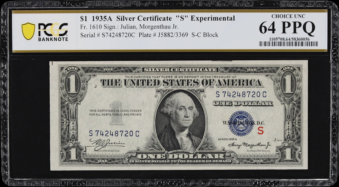 Fr. 1610. 1935A $1 Silver Certificate. (S) Experimental. PCGS Banknote