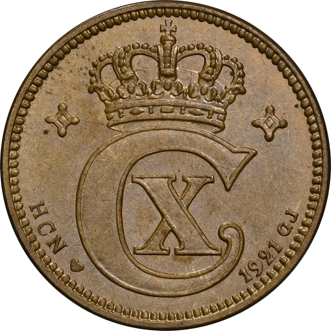 DENMARK. 2 Øre, 1921-GJ/HCN. Copenhagen Mint. Christian X. NGC MS-66+ Brown.
