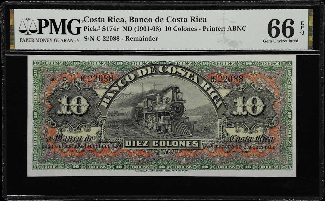 COSTA RICA. Banco de Costa Rica. 10 Colones, ND (1901-08). P-S174r.