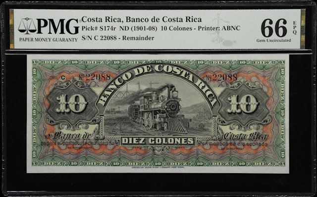 COSTA RICA. Banco de Costa Rica. 10 Colones, ND (1901-08). P-S174r.