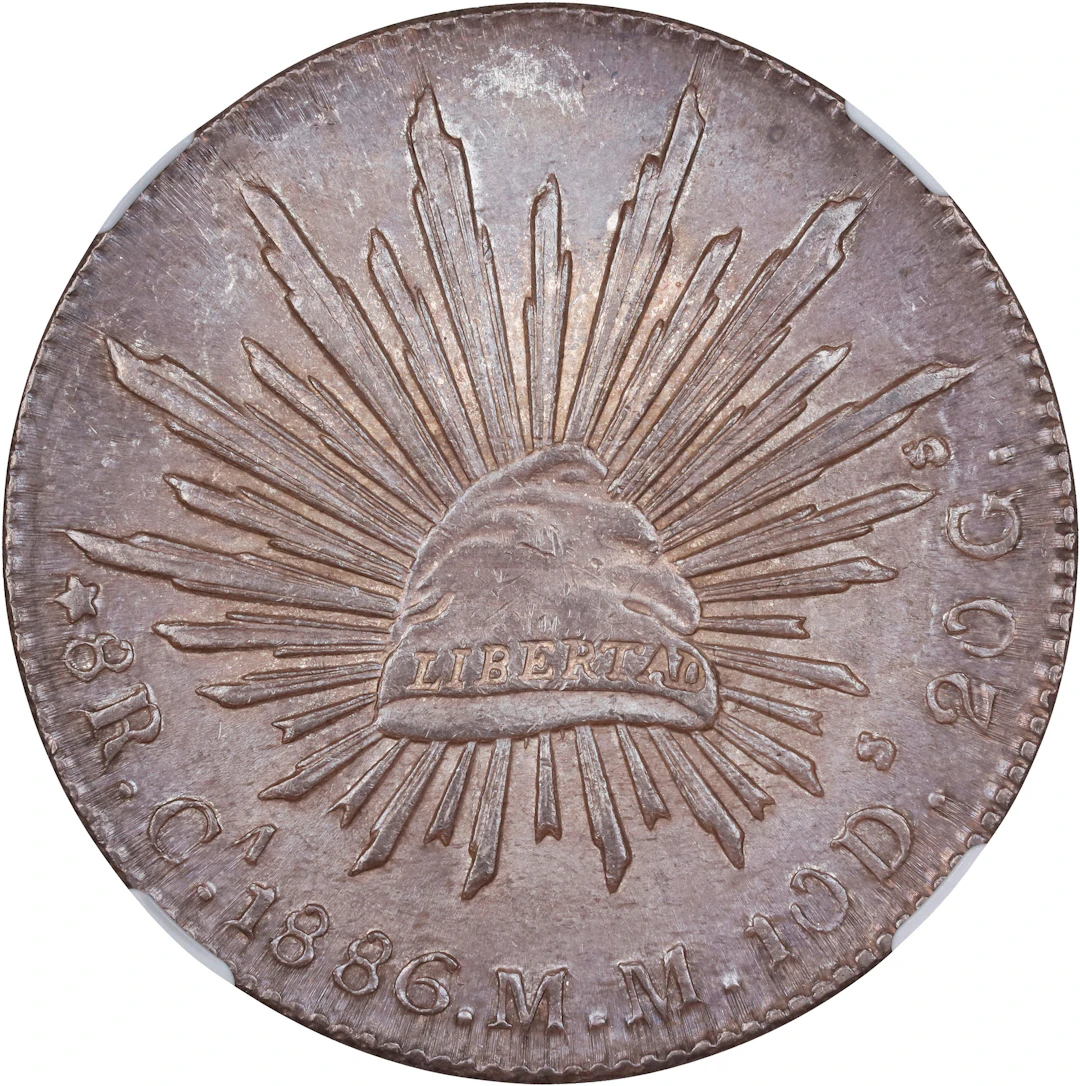 MEXICO. 8 Reales, 1886-Ca MM. Chihuahua Mint. NGC MS-63.
