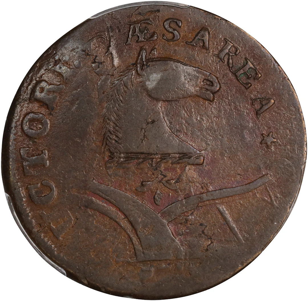 1787 New Jersey Copper. Maris 73-aa, W-5430. Rarity-4. Sprig Above