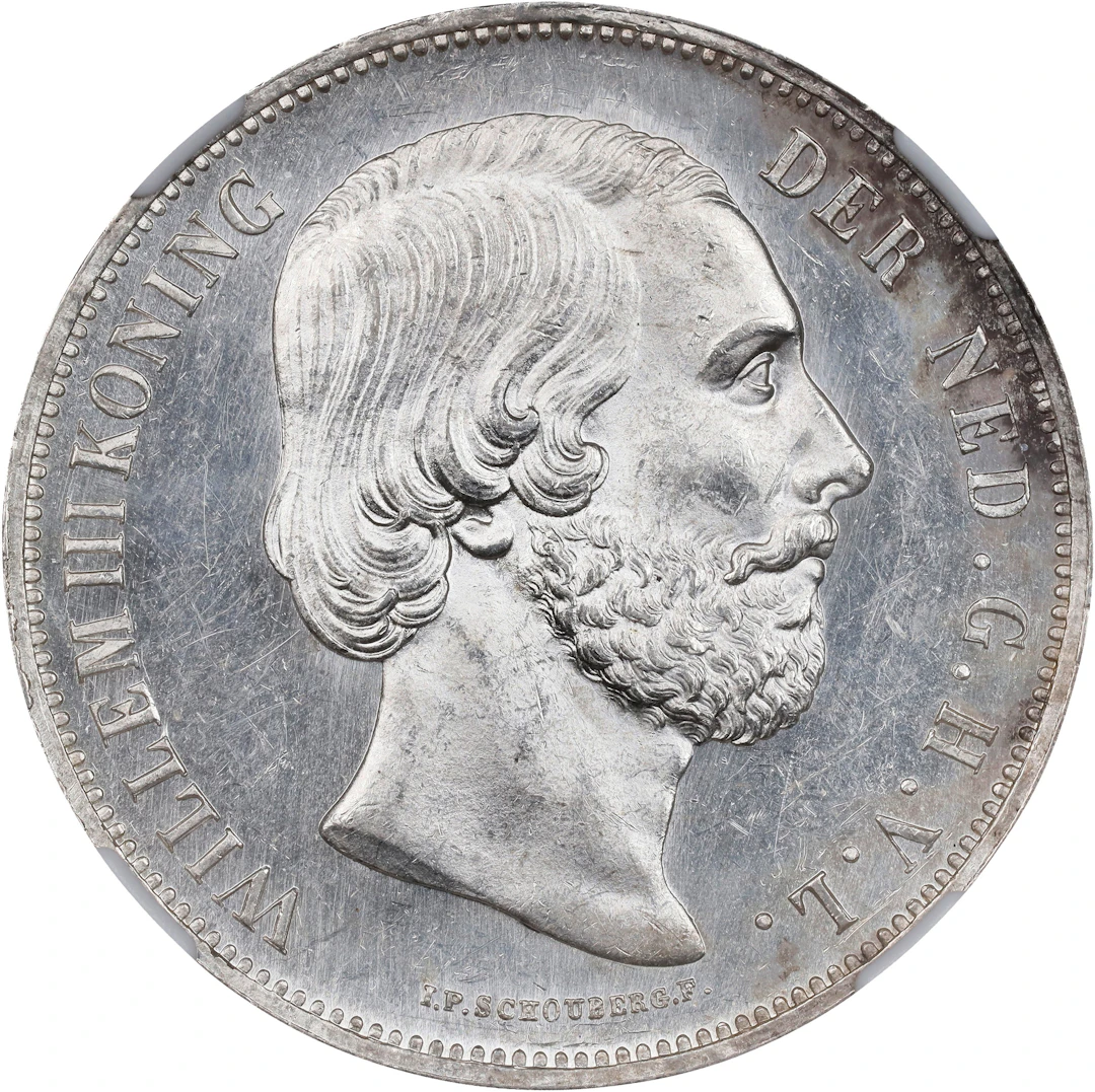 NETHERLANDS. 2-1/2 Gulden, 1868. Utrecht Mint. William III. NGC MS-62.