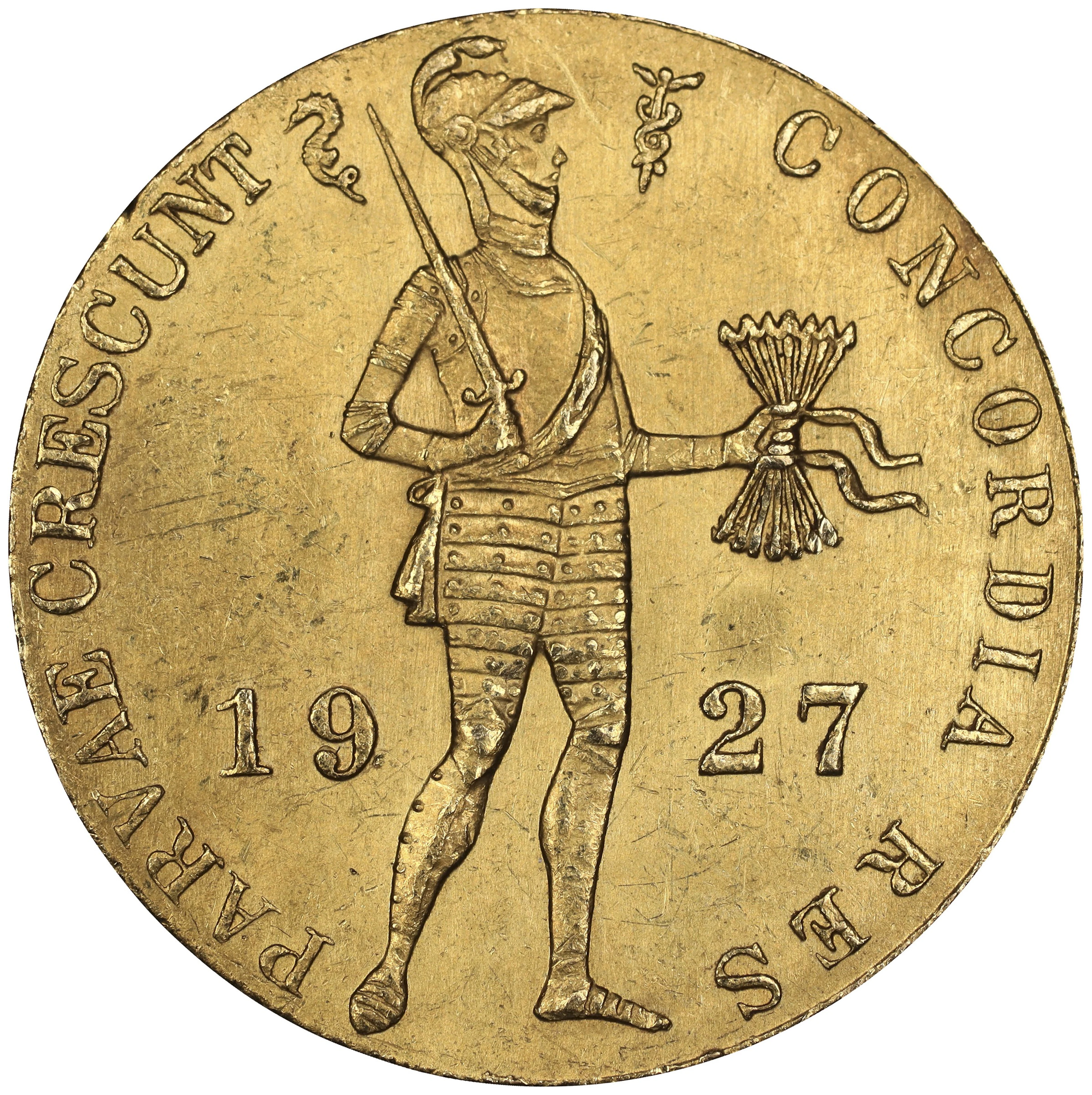 (0.11 oz, 3.434 g AGW). Netherlands. 1927 Gold 1 Ducat.